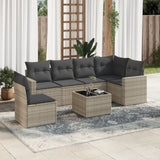 Garden furniture set with cushions 7 pcs light grey resin wicker