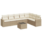 Salon de jardin avec coussins 8 pcs beige résine tressée