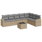 Salon de jardin avec coussins 8 pcs beige résine tressée