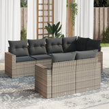 Salon de jardin avec coussins 7 pcs gris résine tressée