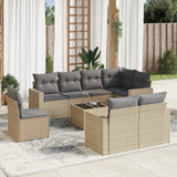 Salon de jardin avec coussins 9 pcs beige résine tressée