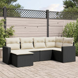 Salon de jardin 6 pcs avec coussins noir résine tressée