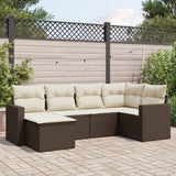 Salon de jardin avec coussins 6 pcs marron résine tressée