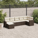 Salon de jardin avec coussins 7 pcs marron résine tressée