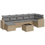 Salon de jardin avec coussins 8 pcs beige résine tressée