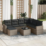 Salon de jardin 8 pcs avec coussins gris résine tressée