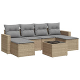 Salon de jardin avec coussins 7 pcs beige résine tressée