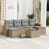 Salon de jardin avec coussins 7 pcs beige résine tressée