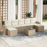 Salon de jardin avec coussins 8 pcs beige résine tressée