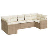 Salon de jardin avec coussins 7 pcs beige résine tressée