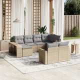 Salon de jardin avec coussins 10 pcs beige résine tressée