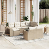 Salon de jardin 11 pcs avec coussins beige résine tressée