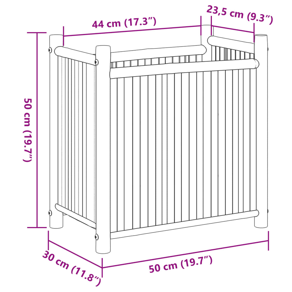 Jardinière 50x30x50 cm bambou