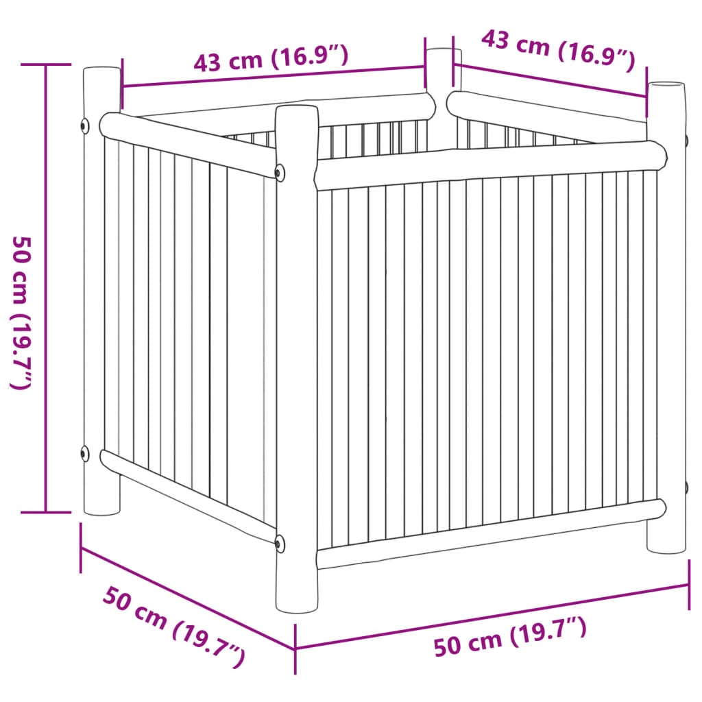 Jardinière 50x50x50 cm bambou