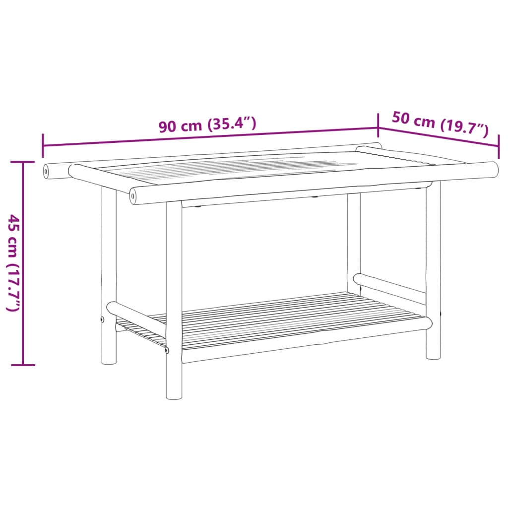 Couchtisch 90x50x45 cm Bambus