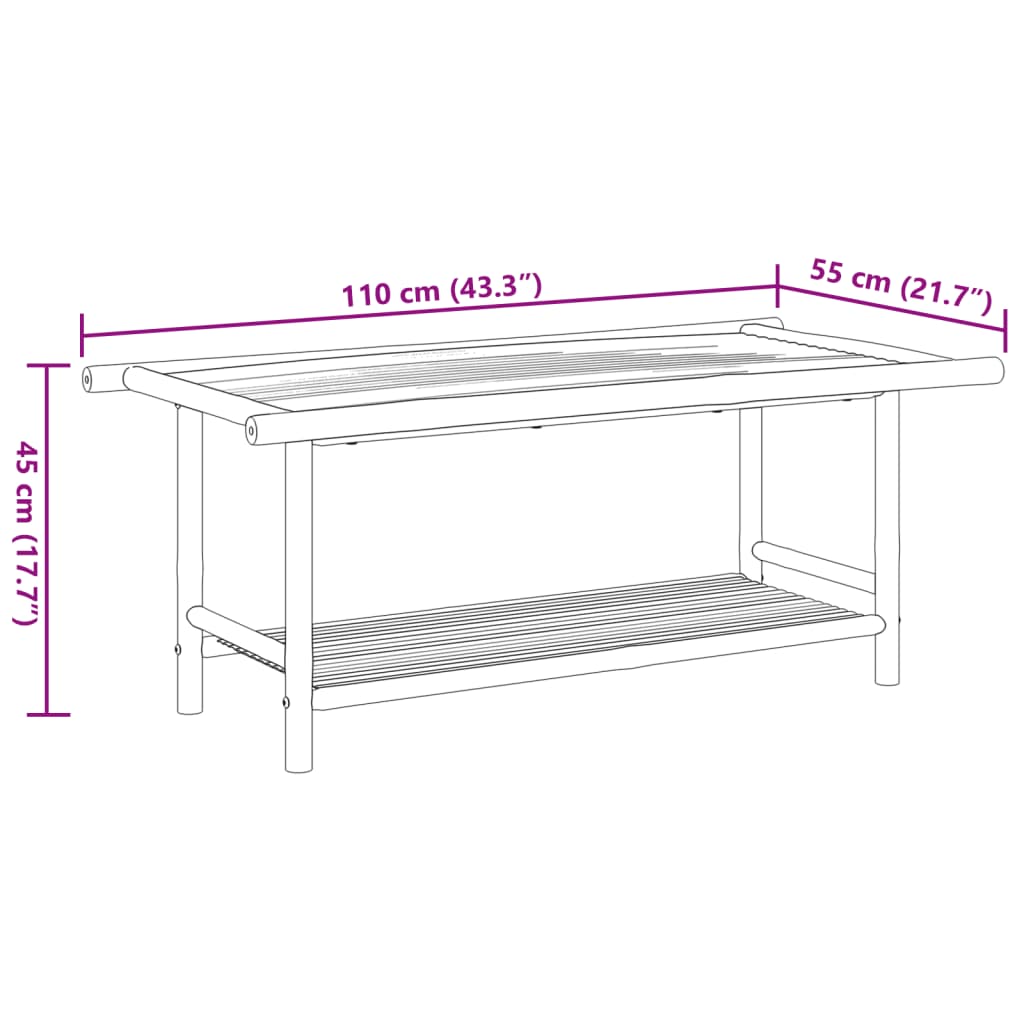 Table basse 110x55x45 cm bambou