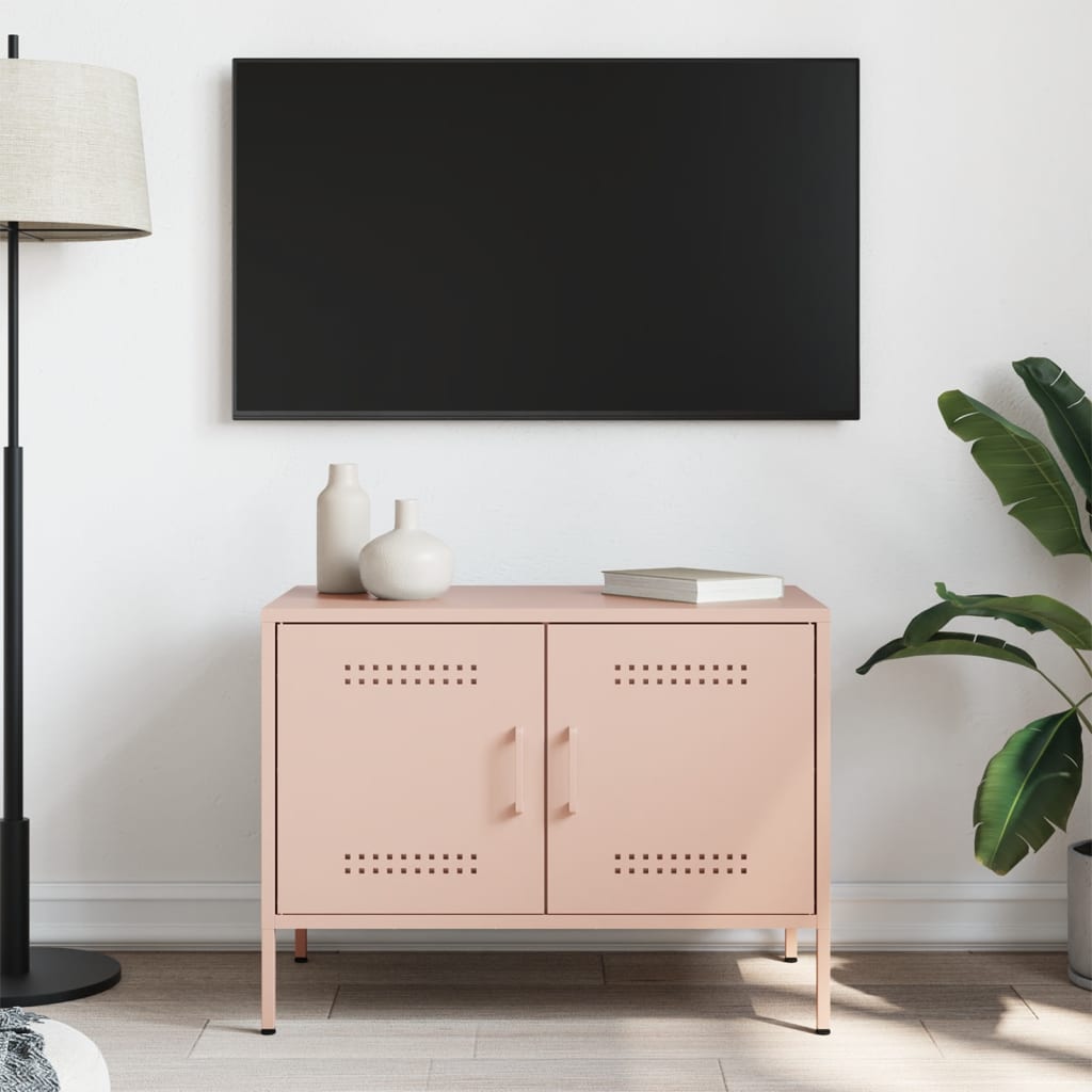 Meuble TV rose 68x39x50,5 cm acier