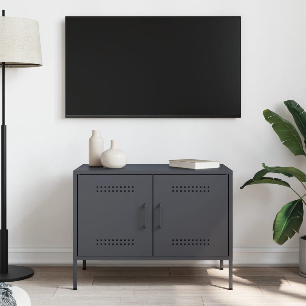 Meuble TV anthracite 68x39x50,5 cm acier