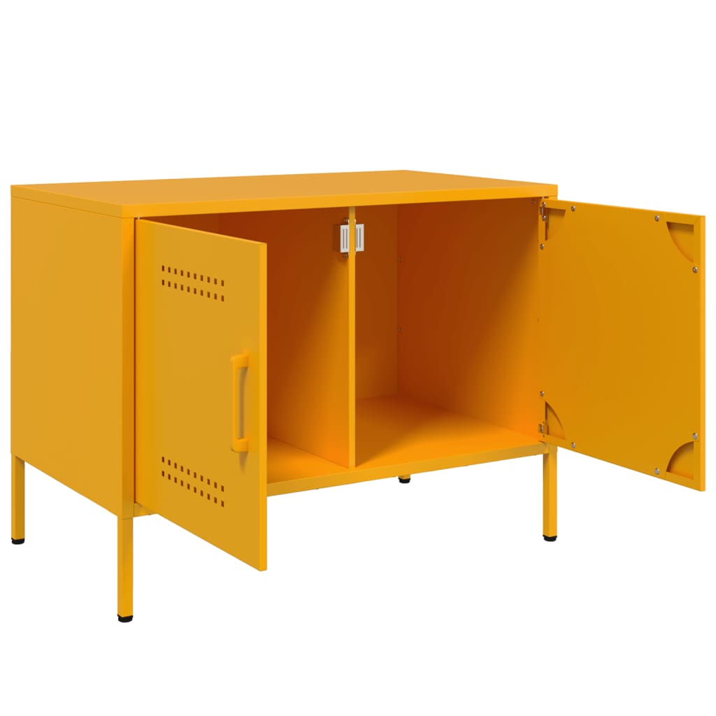 Meuble TV jaune moutarde 68x39x50,5 cm acier