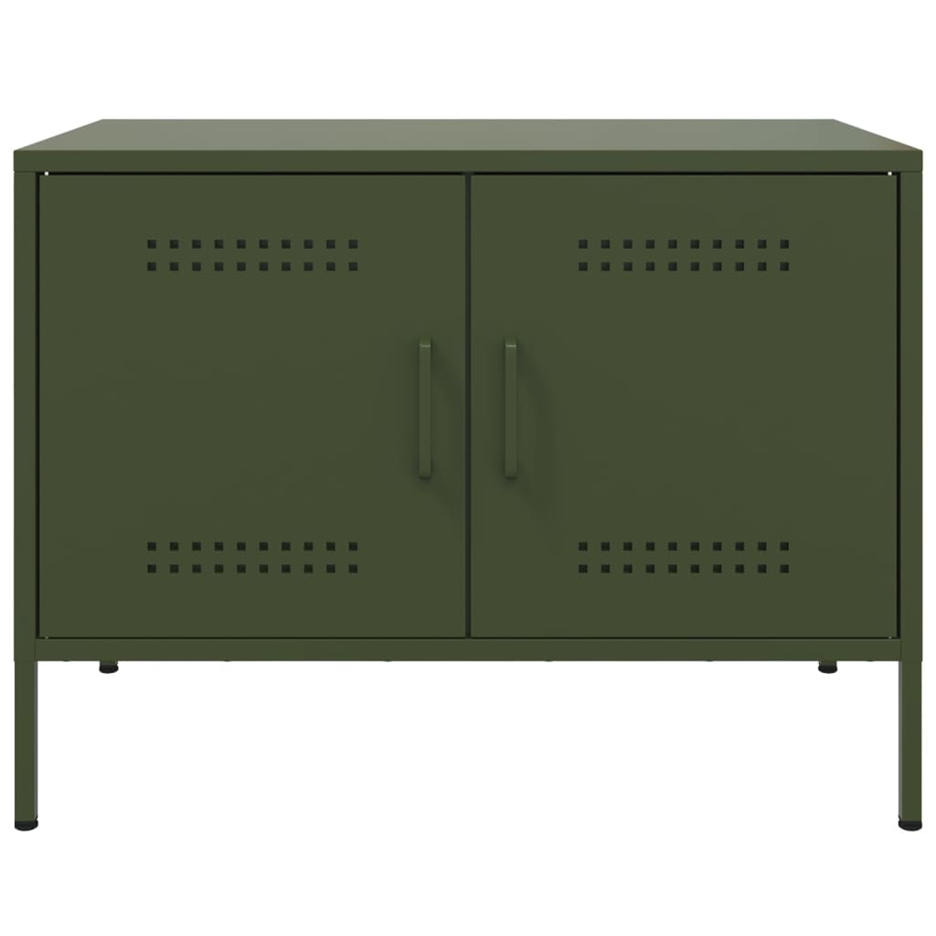 Meuble TV vert olive 68x39x50,5 cm acier