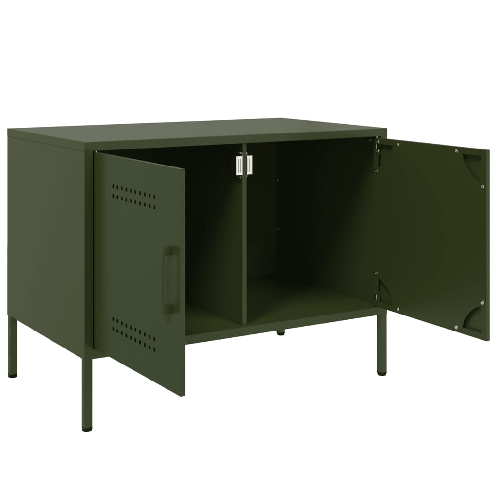 Meuble TV vert olive 68x39x50,5 cm acier