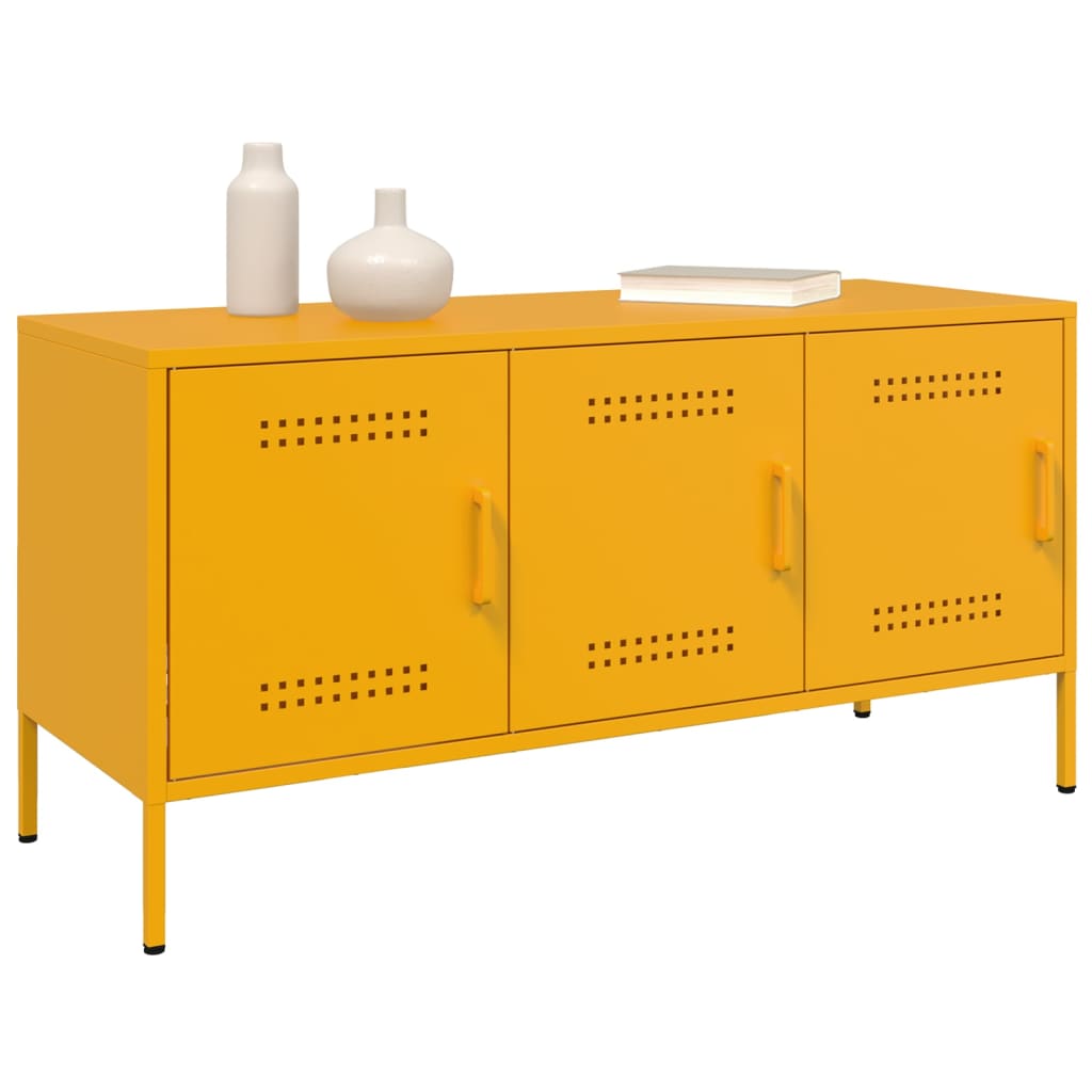 Meuble TV jaune moutarde 100,5x39x50,5 cm acier