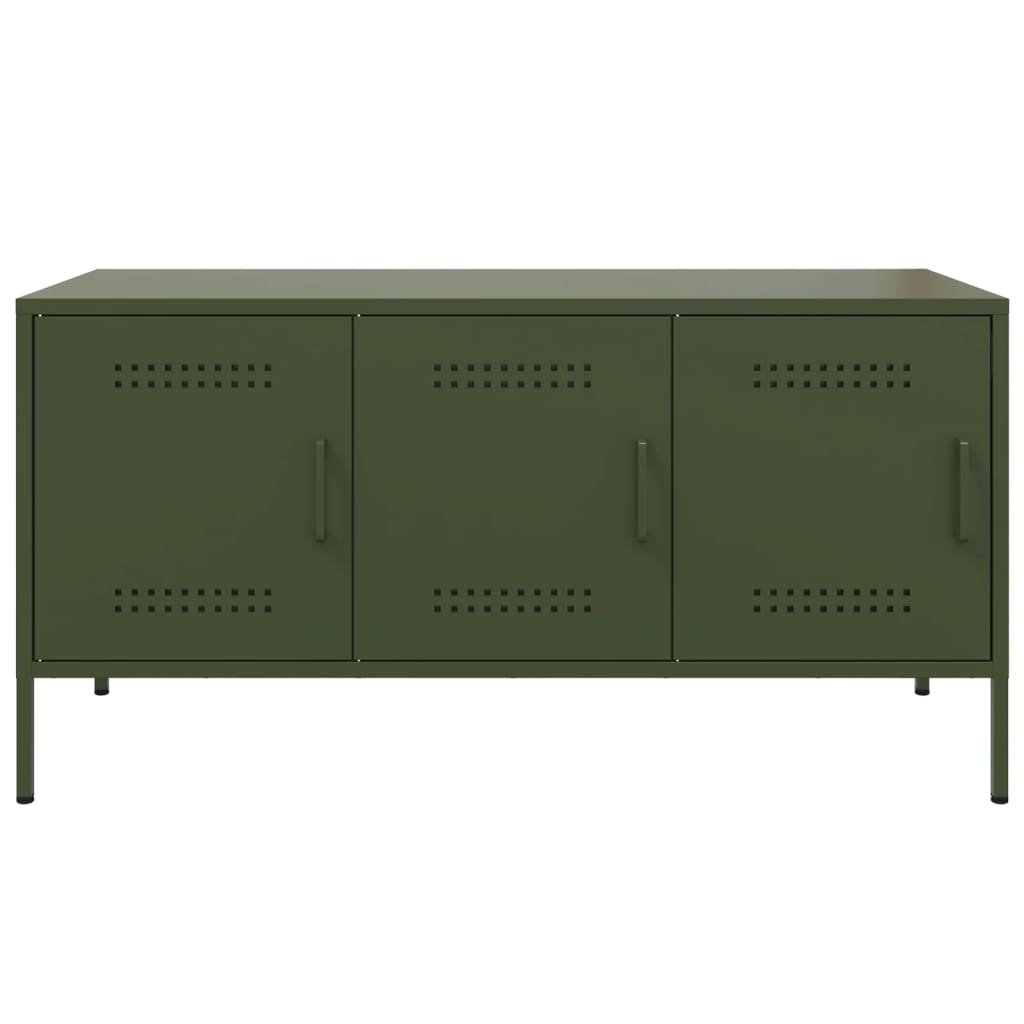 Meuble TV vert olive 100,5x39x50,5 cm acier