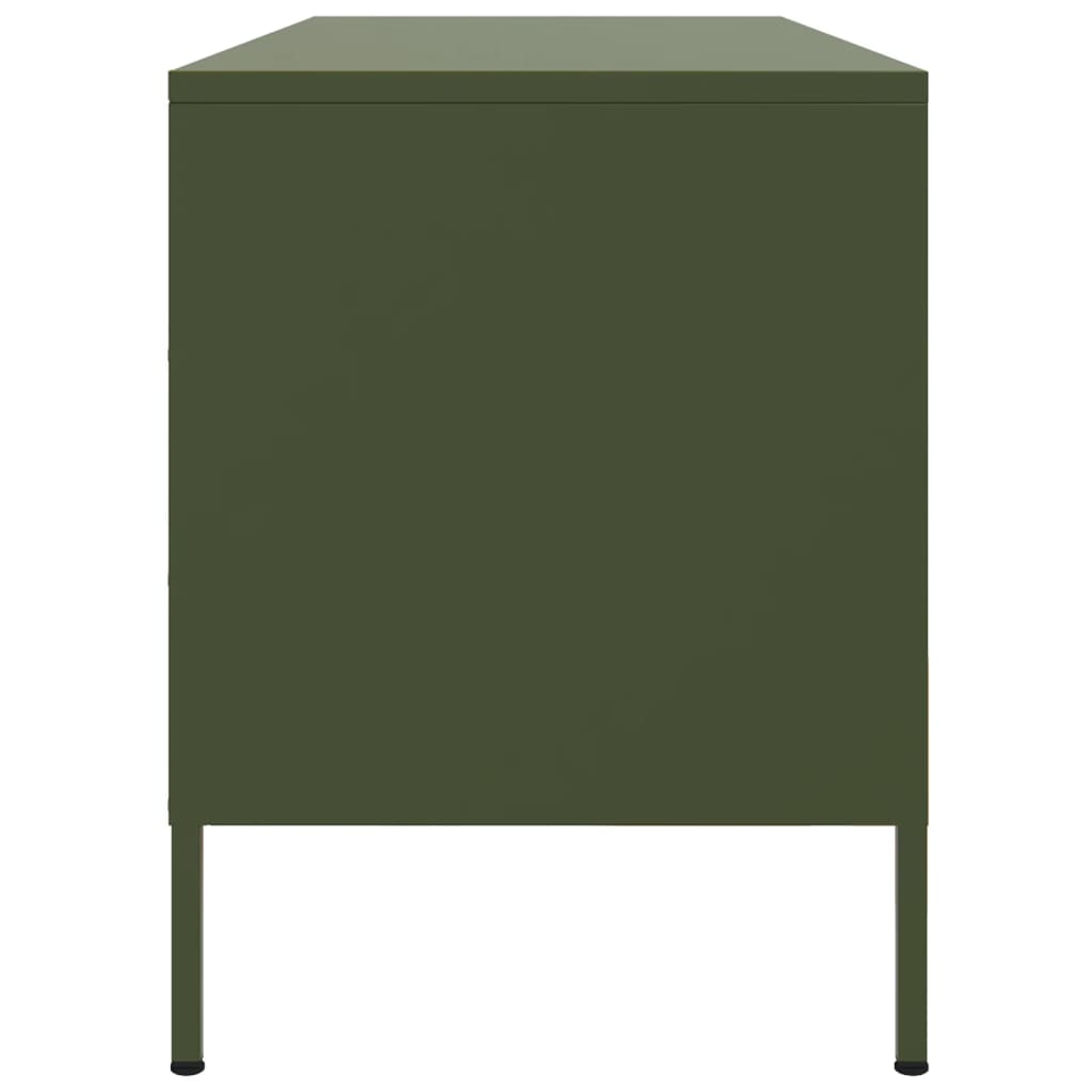 Meuble TV vert olive 100,5x39x50,5 cm acier