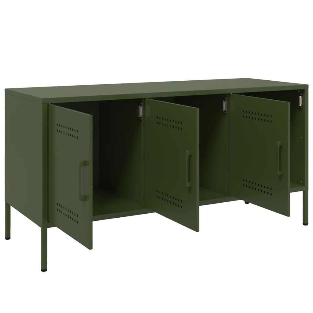 Meuble TV vert olive 100,5x39x50,5 cm acier