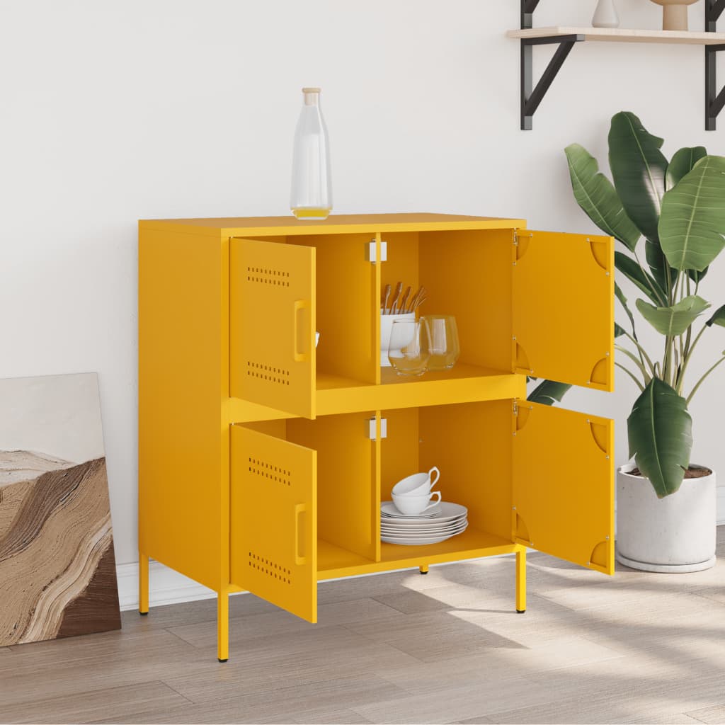 Buffet jaune moutarde 68x39x79 cm acier