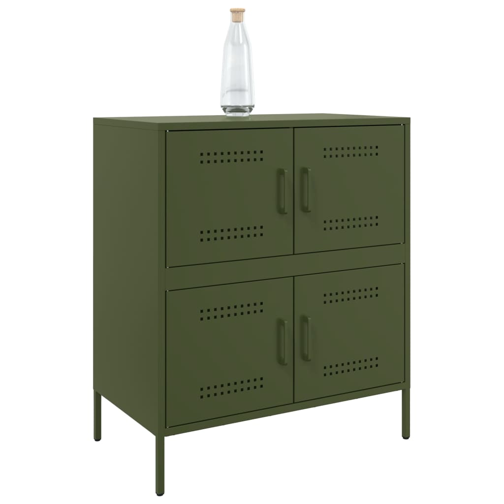 Olivgrünes Sideboard 68x39x79 cm aus Stahl