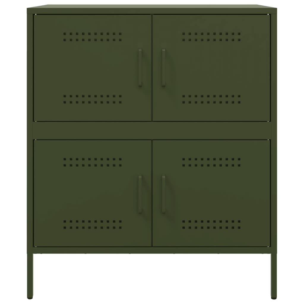 Olivgrünes Sideboard 68x39x79 cm aus Stahl