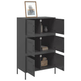 Buffet haut noir 68x39x113 cm acier