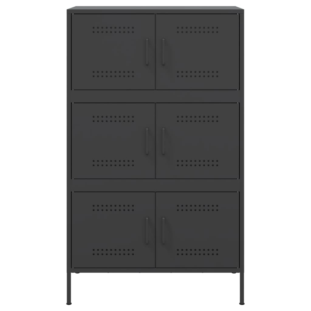 Buffet haut noir 68x39x113 cm acier