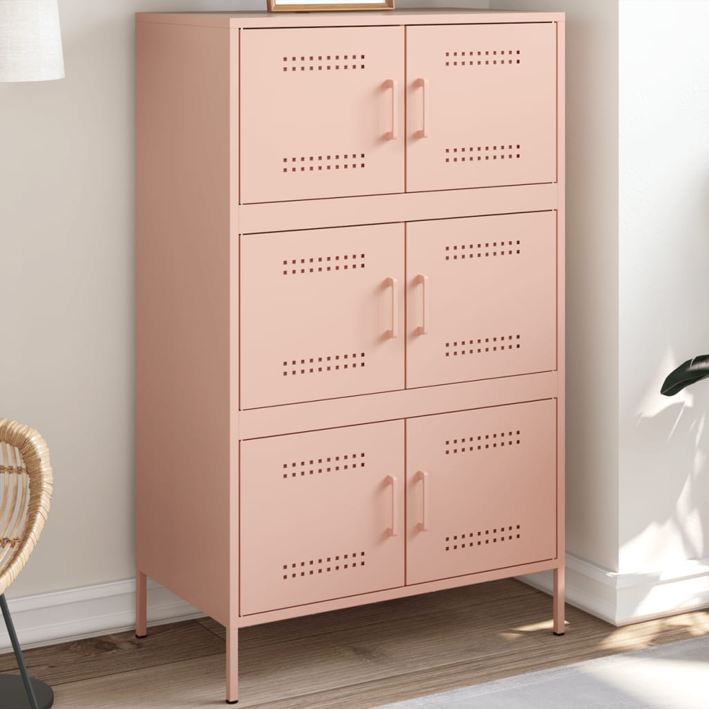 Buffet haut rose 68x39x113 cm acier