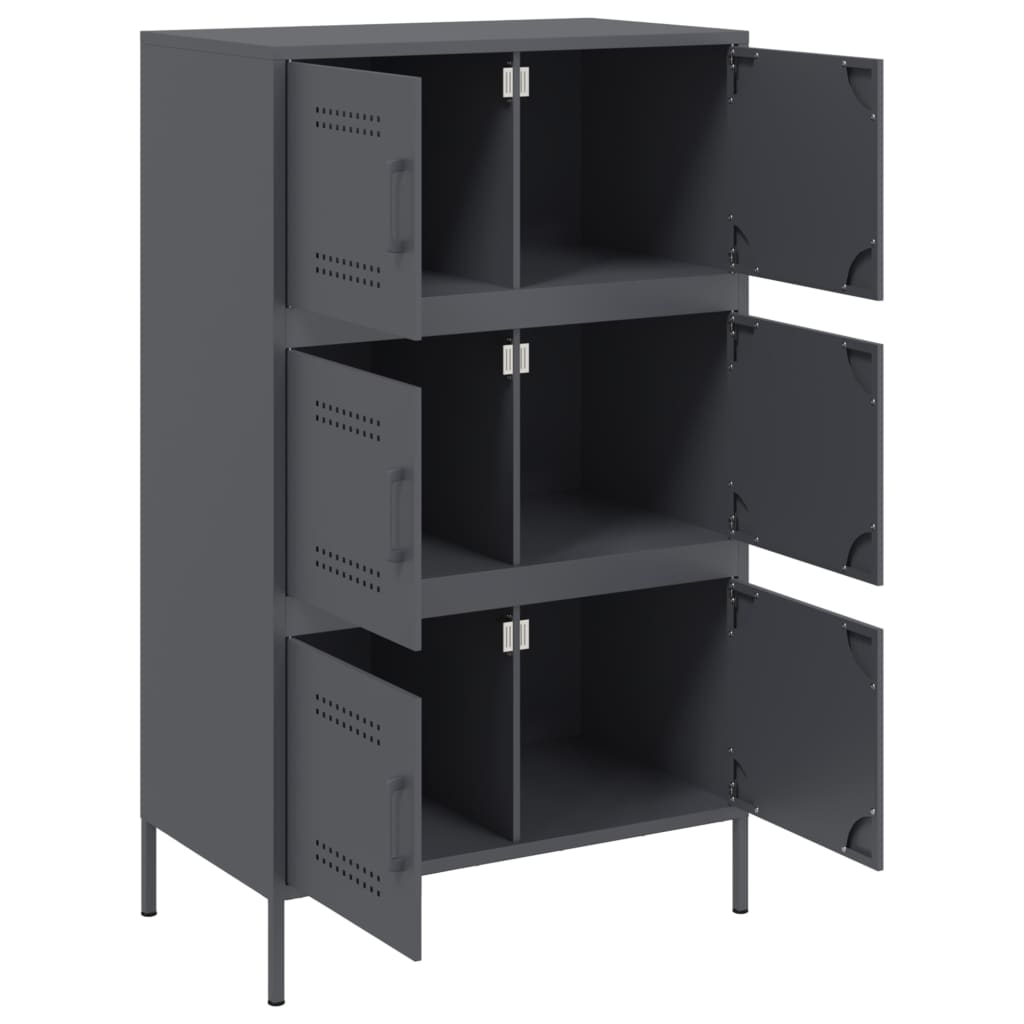 Buffet haut anthracite 68x39x113 cm acier