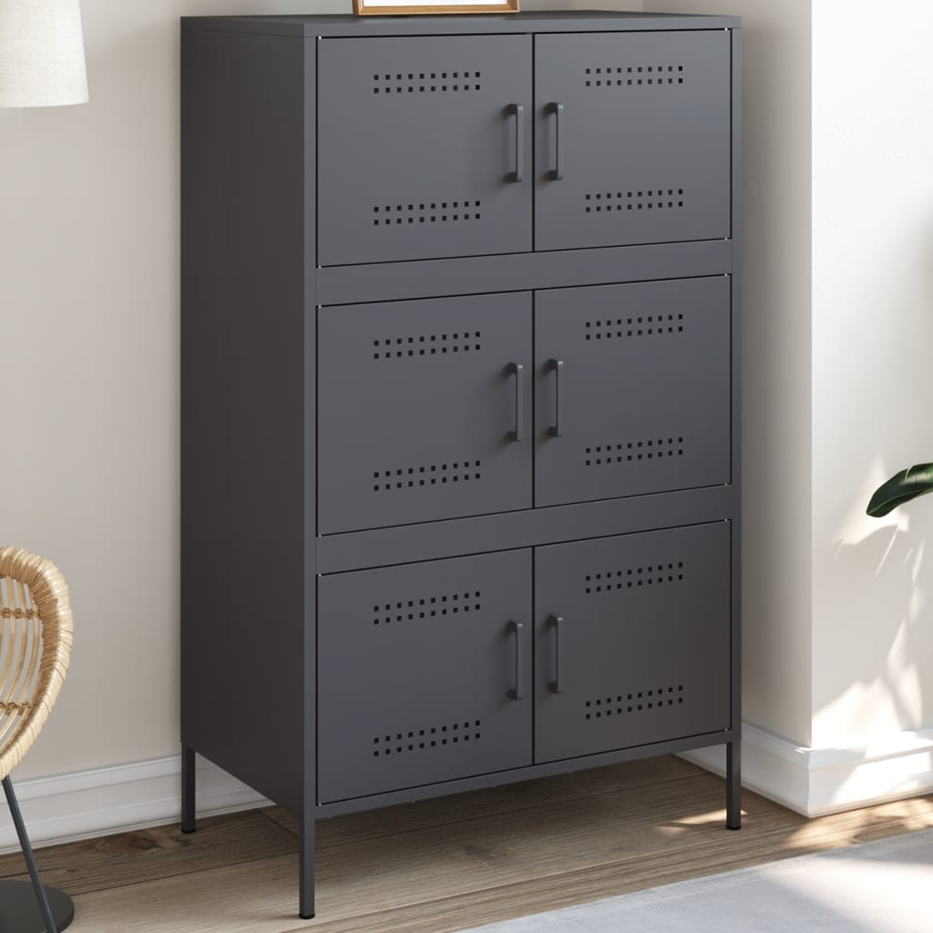 Buffet haut anthracite 68x39x113 cm acier