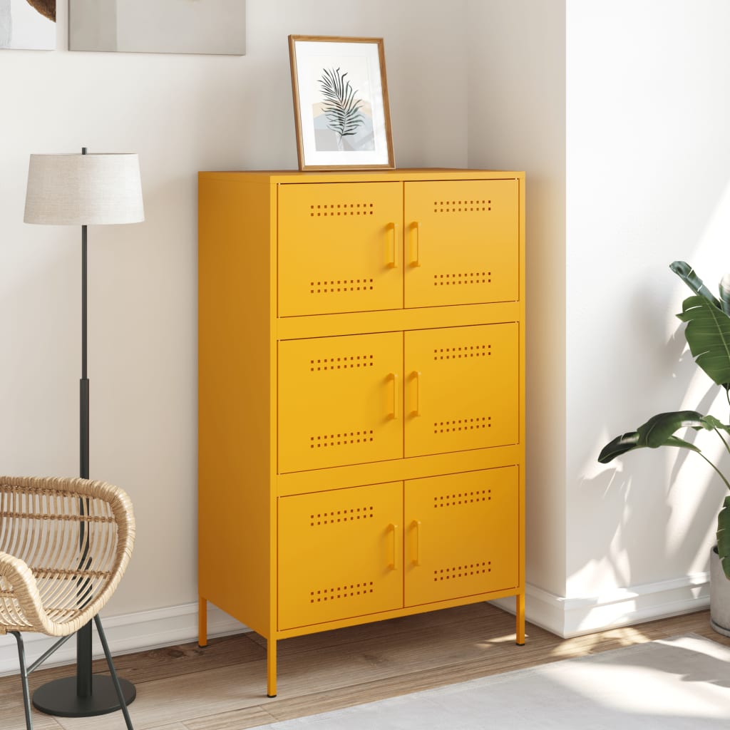 Buffet haut jaune moutarde 68x39x113 cm acier