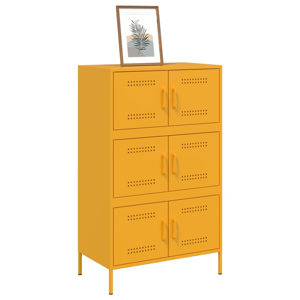 Buffet haut jaune moutarde 68x39x113 cm acier