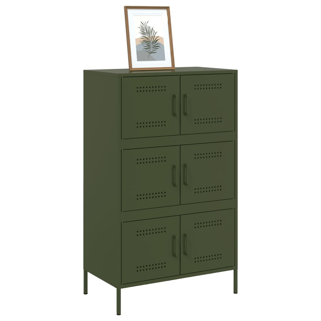 Buffet haut vert olive 68x39x113 cm acier