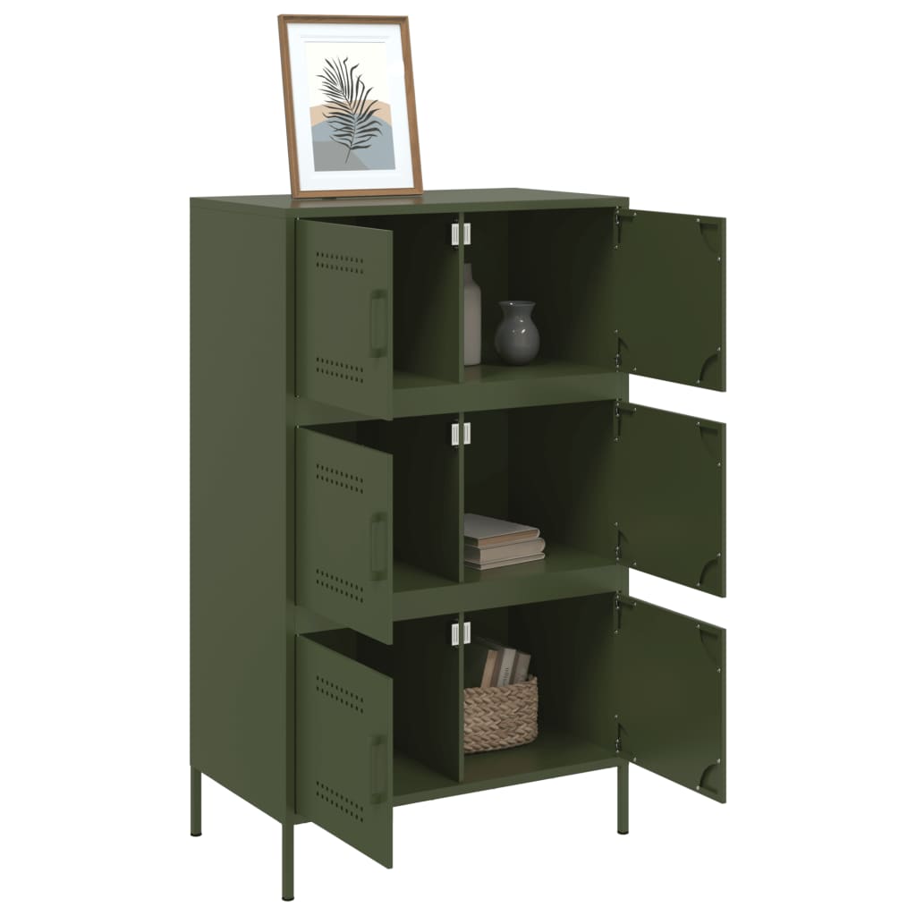 Buffet haut vert olive 68x39x113 cm acier