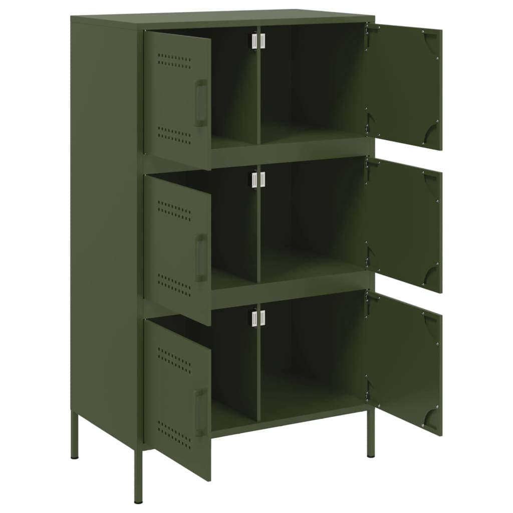 Buffet haut vert olive 68x39x113 cm acier