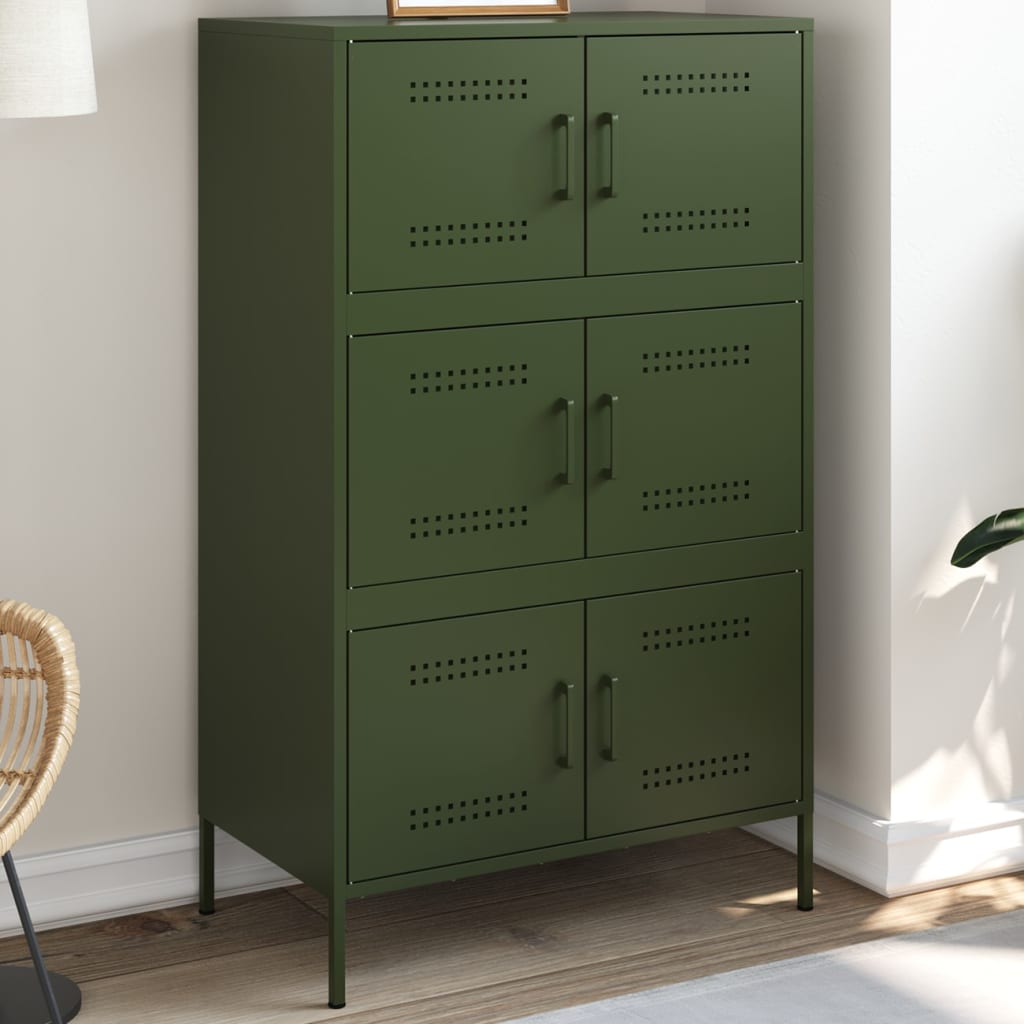 Buffet haut vert olive 68x39x113 cm acier