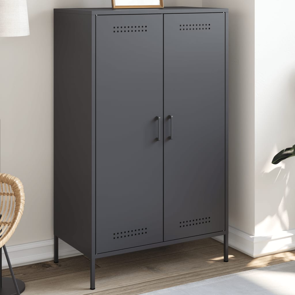 Buffet haut anthracite 68x39x113 cm acier