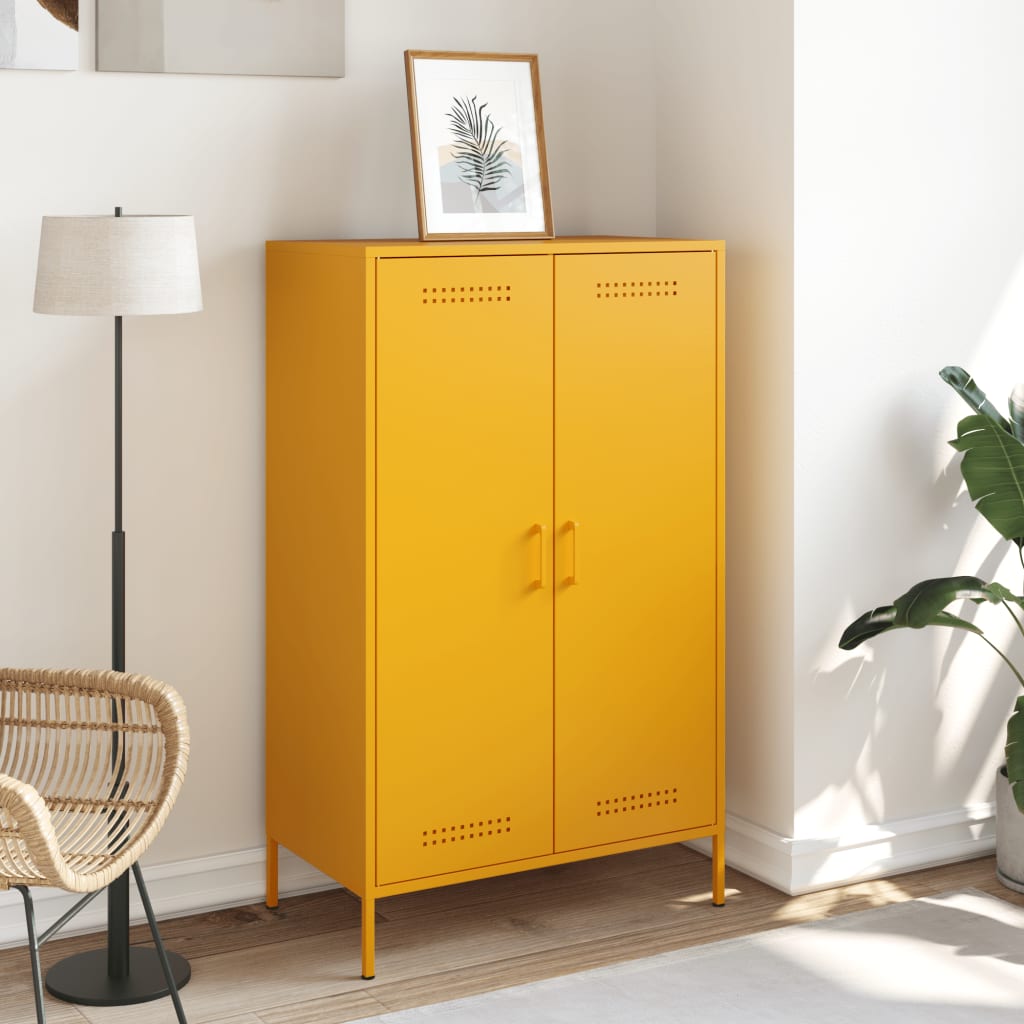 Buffet haut jaune moutarde 68x39x113 cm acier