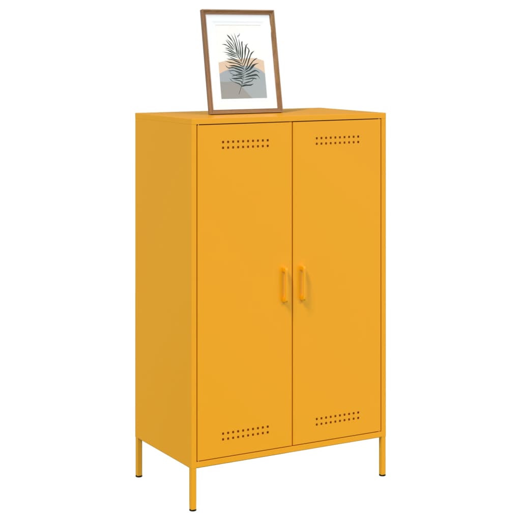 Buffet haut jaune moutarde 68x39x113 cm acier