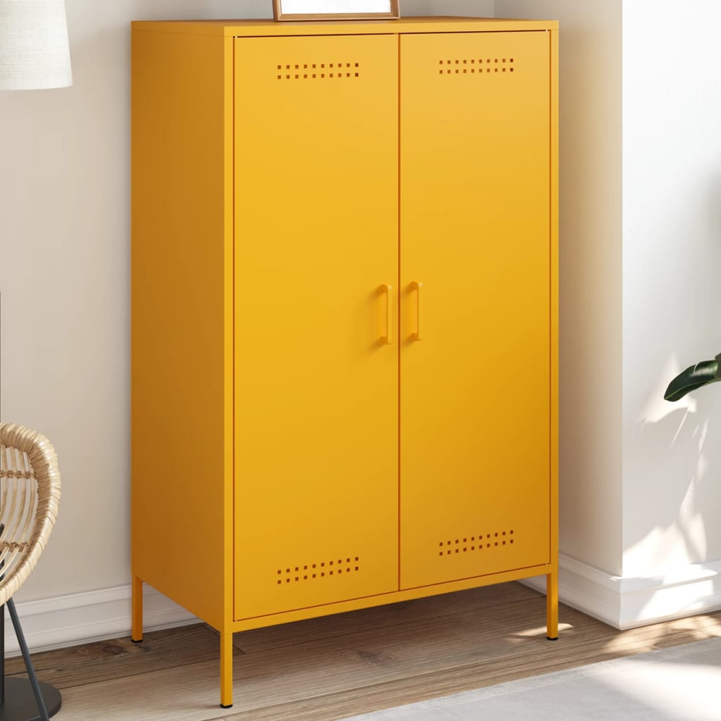 Buffet haut jaune moutarde 68x39x113 cm acier