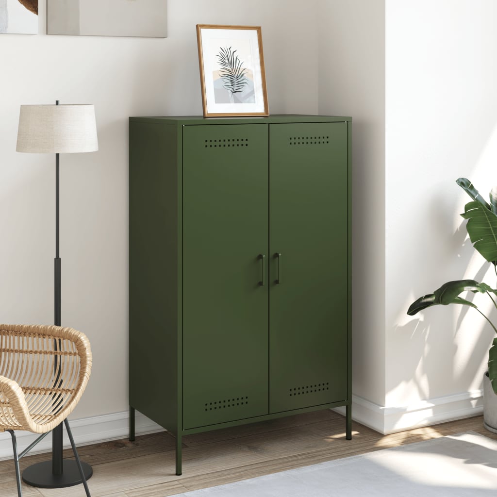 Buffet haut vert olive 68x39x113 cm acier