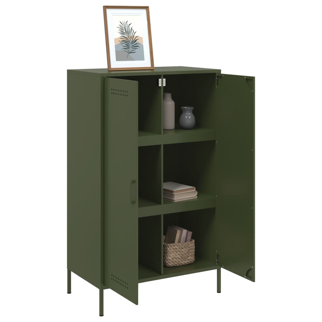 Buffet haut vert olive 68x39x113 cm acier