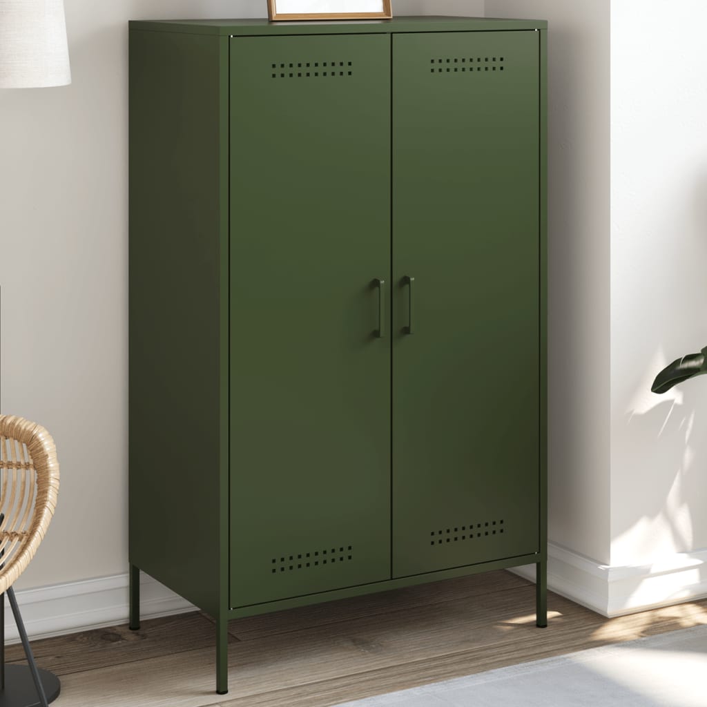 Buffet haut vert olive 68x39x113 cm acier